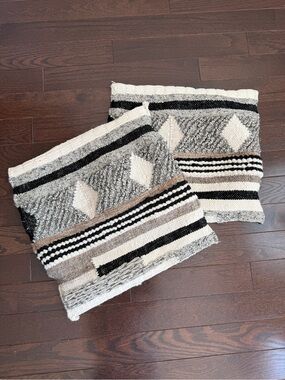 Magnolia Joanna Gaines Handwoven Geometric Boho Neutral Pillow Cover Set of 2